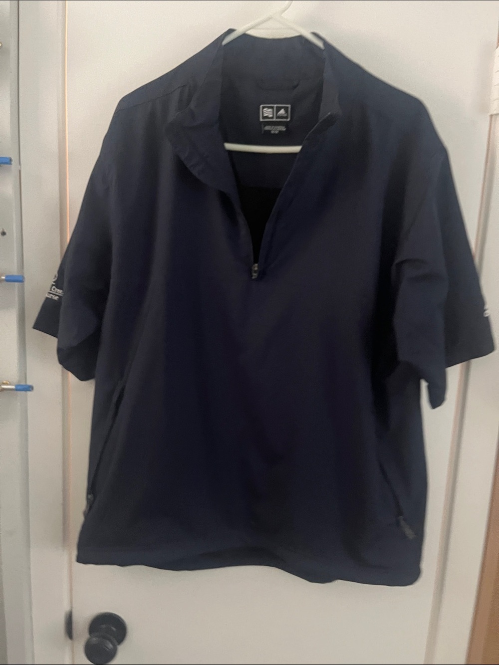 adidas Navy Short-Sleeve Quarter-Zip windbreaker